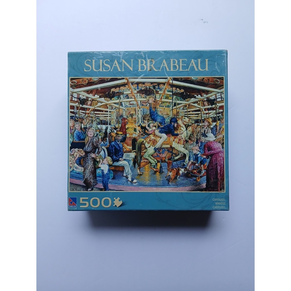 Sure-Lox Susan Brabeau Carousel 500 Piece Jigsaw Puzzle Americana Art 19x14
